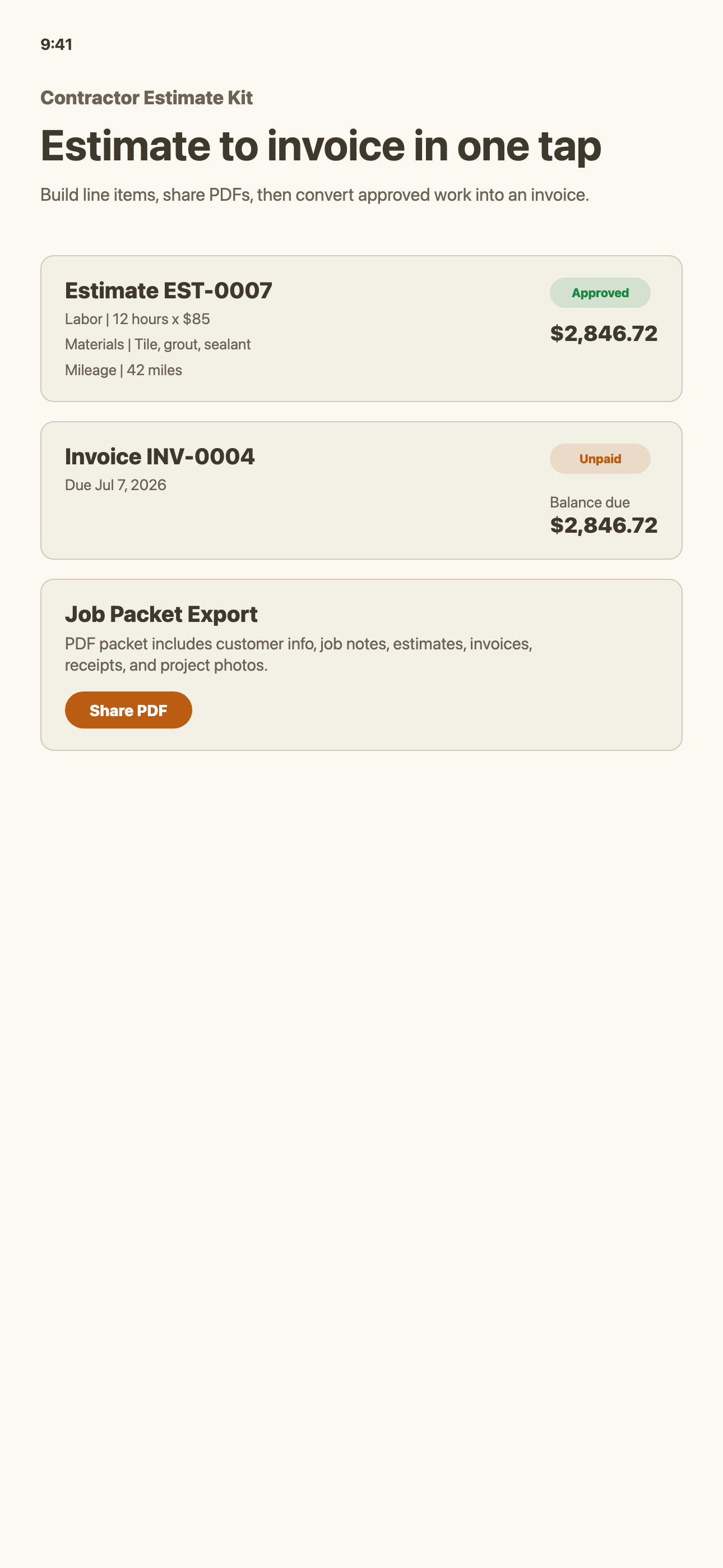 Contractor Estimate Kit screenshot 2