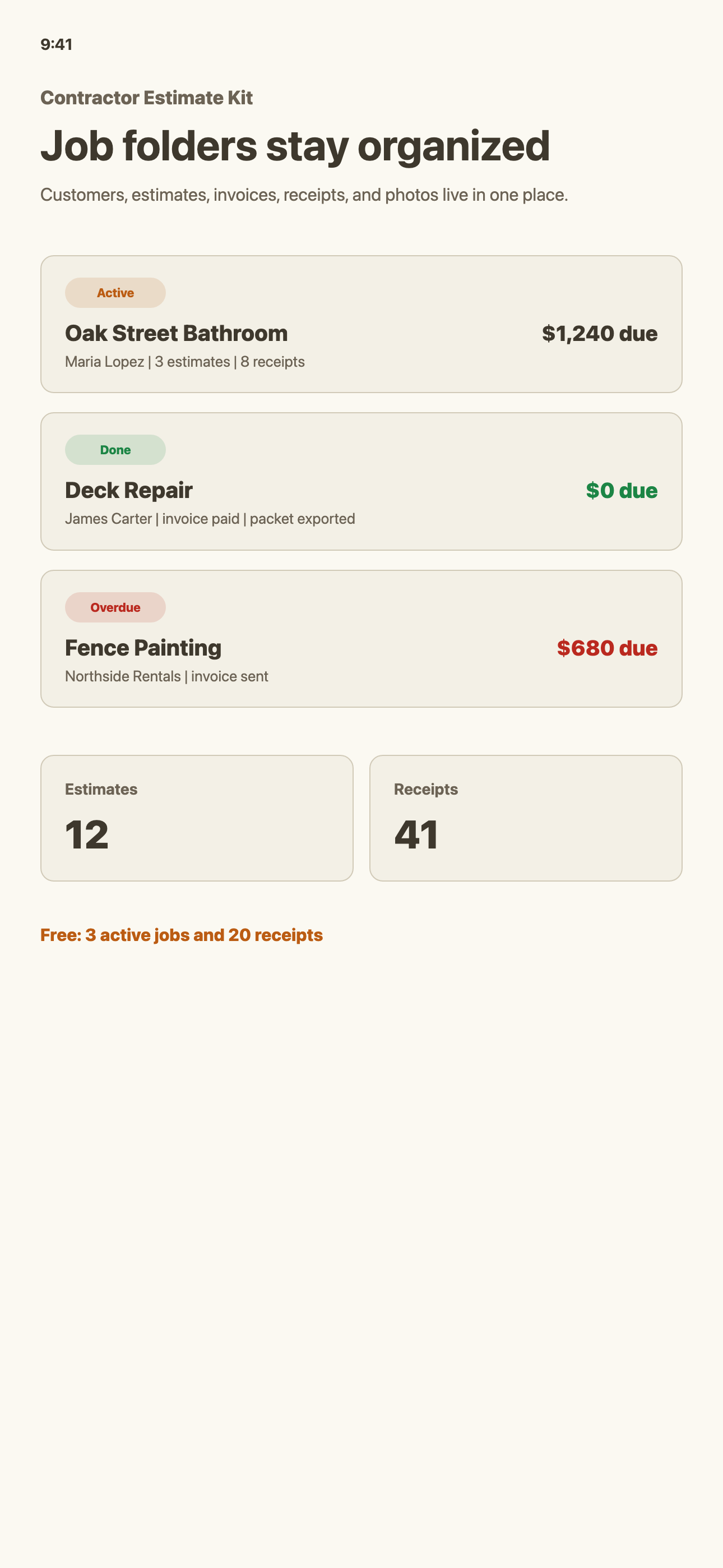Contractor Estimate Kit screenshot 1