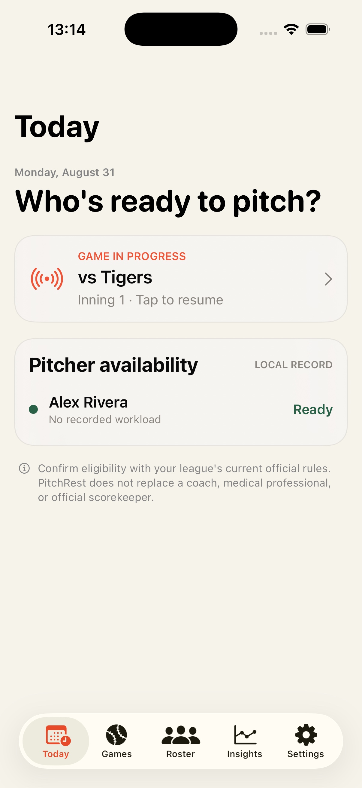 PitchRest: Pitch Count screenshot 1